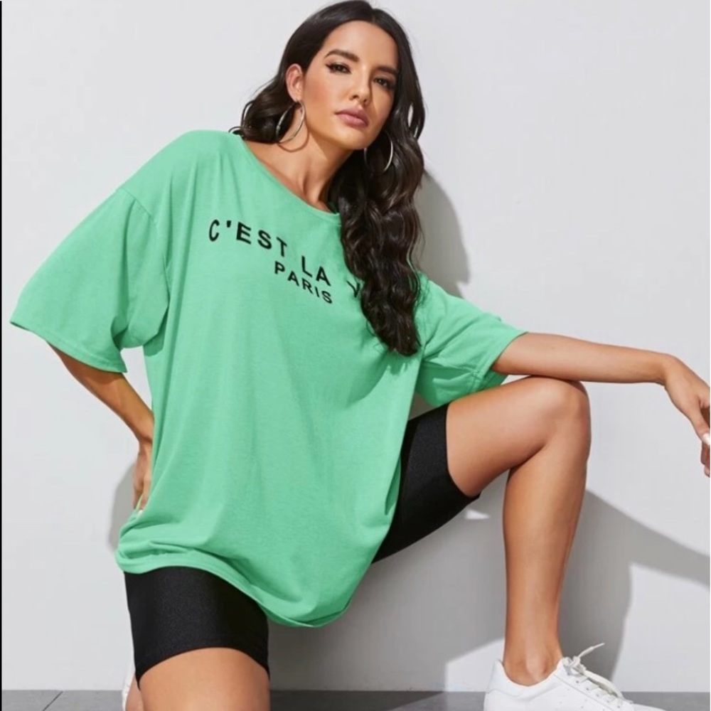 oversized mint green shirt (top)